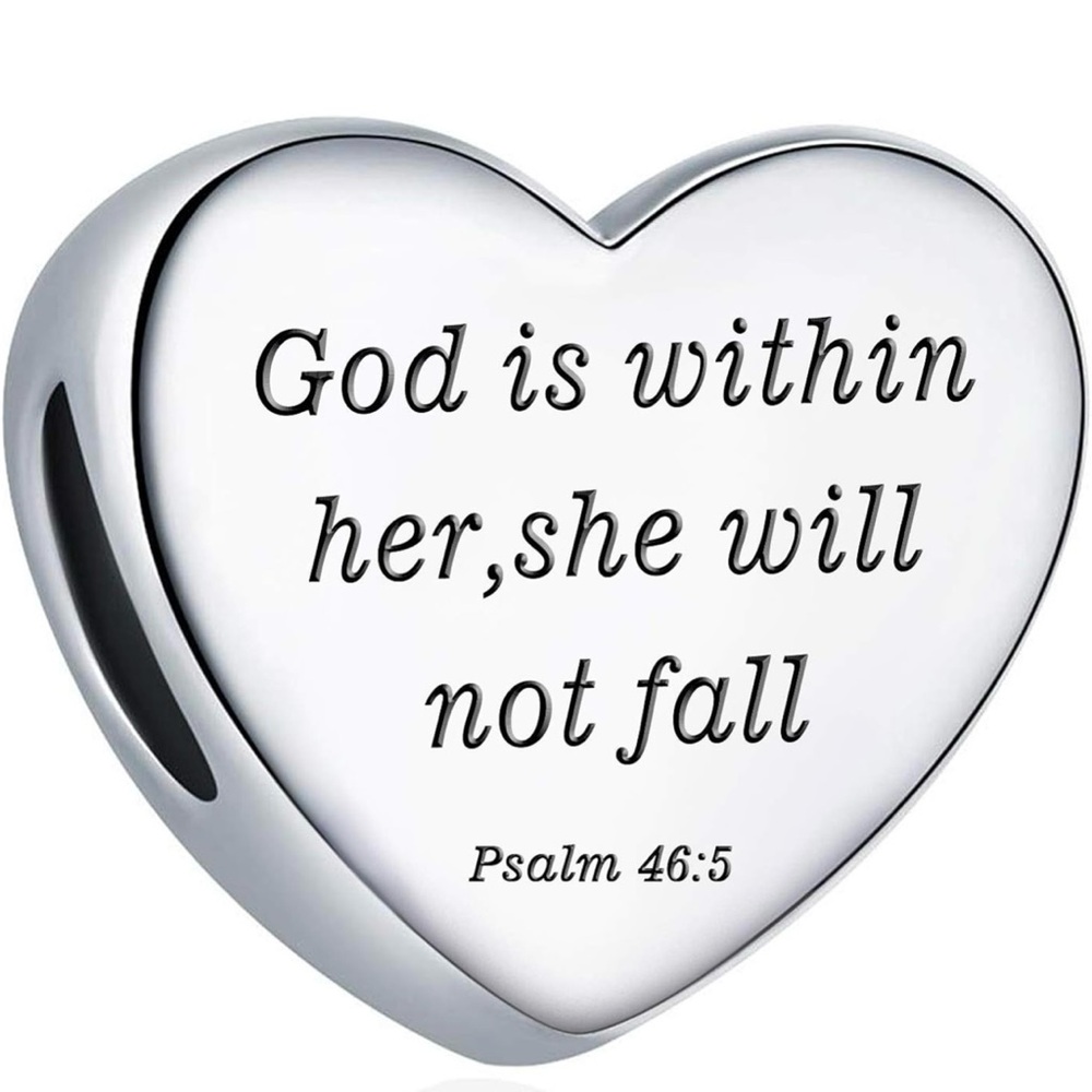 Heart Charm Fit Pandora Charms Bracelet Christian Bible Verse Charm Prayer